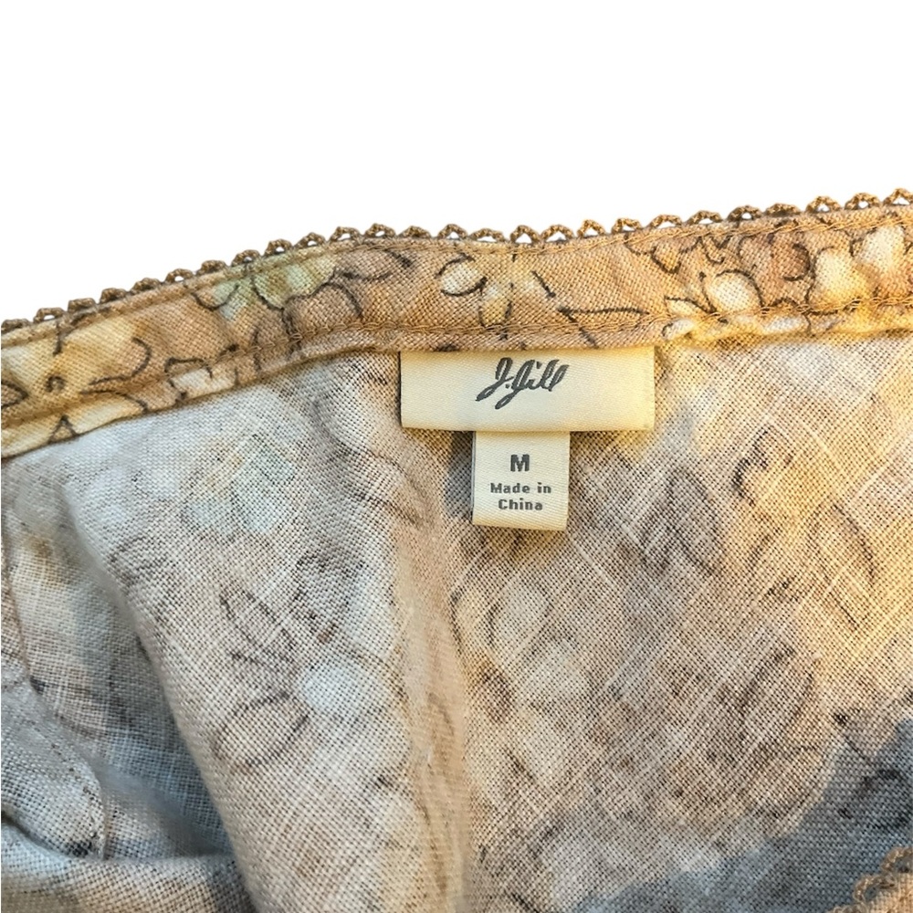 J. Jill 100% Linen Floral Neutral Fall Skirt A Line Midi - Picture 4 of 4